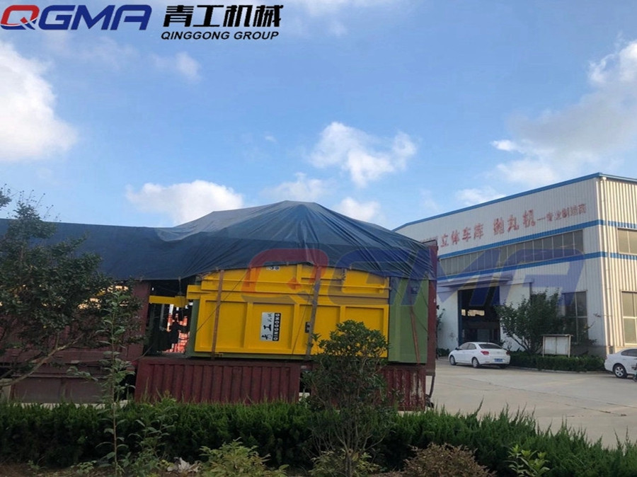 意昂注册电动车架双吊钩式抛丸机发往青州