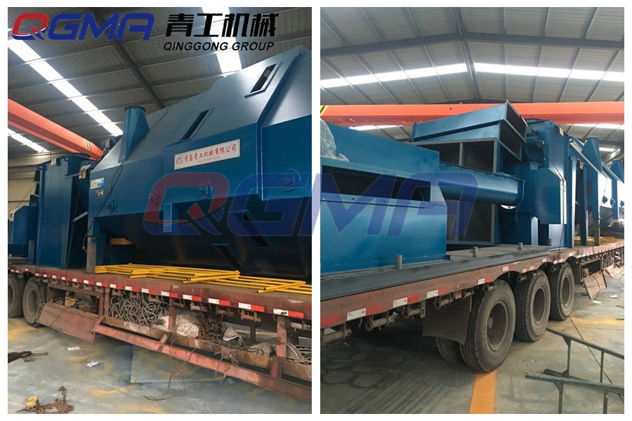 意昂注册钢板型材抛丸一体机发往青州